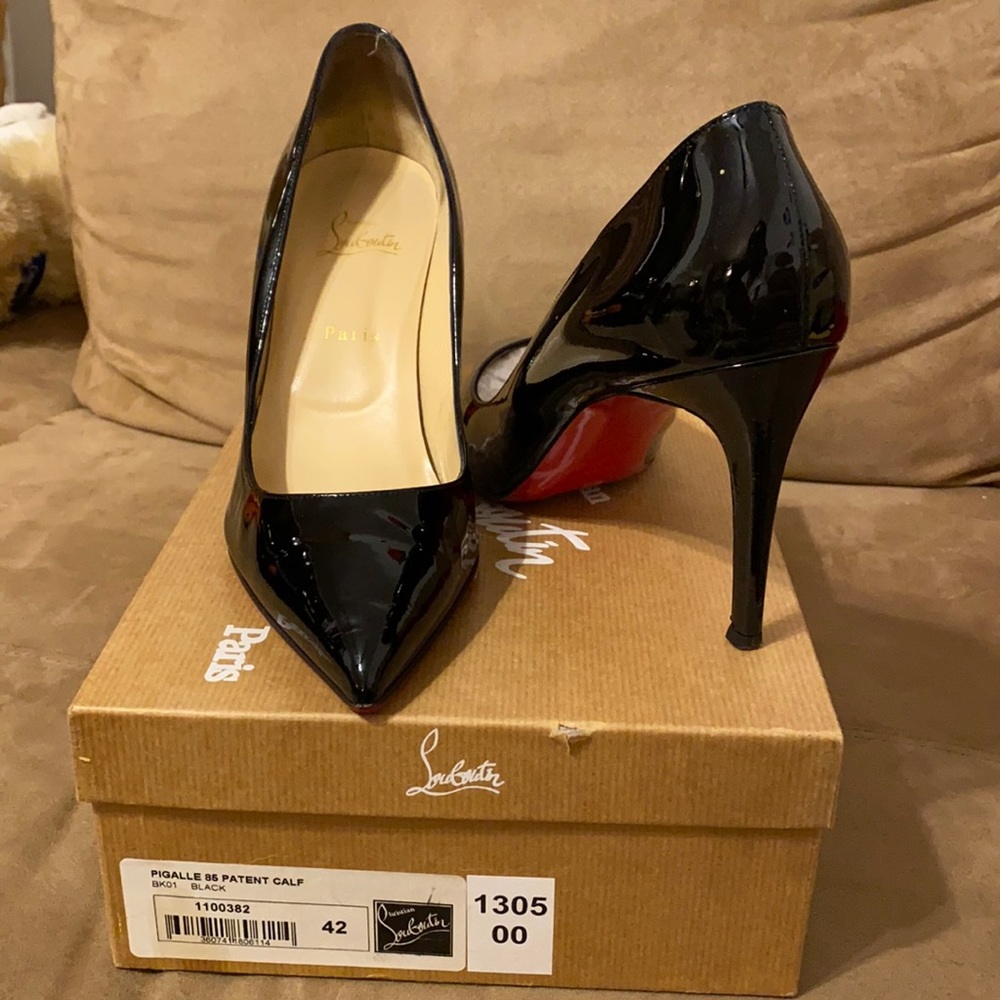 Shoes: Pigalle Patent 85 mm size 12. Slightly used